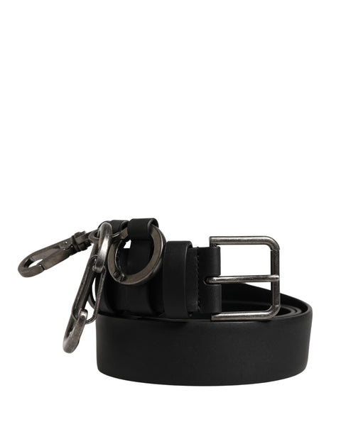 Dolce & Gabbana Gürtel aus schwarzem Kalbsleder mit silberner Metallschnalle