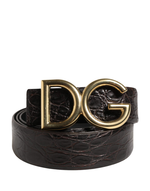 Dolce & Gabbana Herren Gürtel Schwarzes Exotisches Leder Logoschnalle