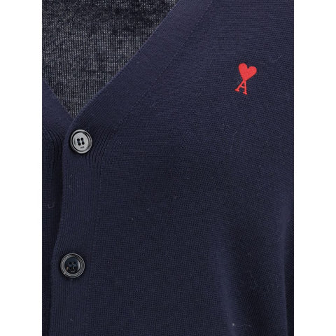 Ami Paris Blue Wool Oves Aries Cardigan