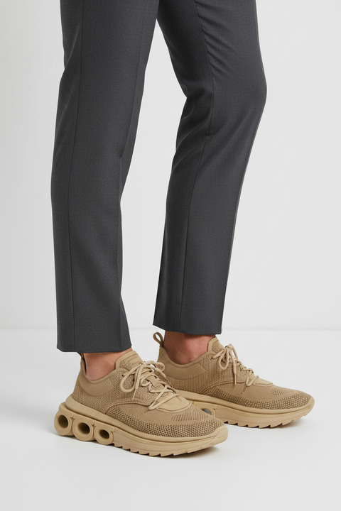 Salvatore Ferragamo Beige Fabric Athletic Sneakers
