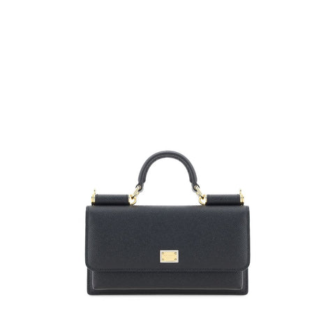 Dolce & Gabbana Black Calf Leather Bos Taurus Shoulder Bag