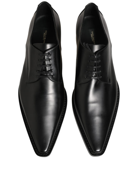 Dolce & Gabbana Black Leather Lace Up Derby Dress Shoes