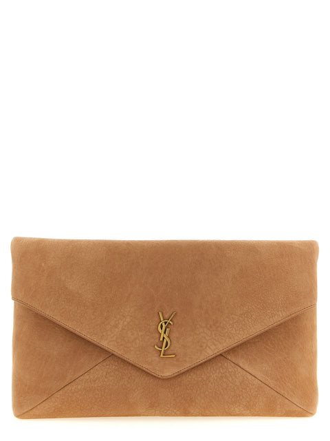 Pochette Saint Laurent en Cuir d'Agneau Marron
