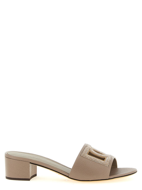 Mules en cuir de veau gris Dolce & Gabbana