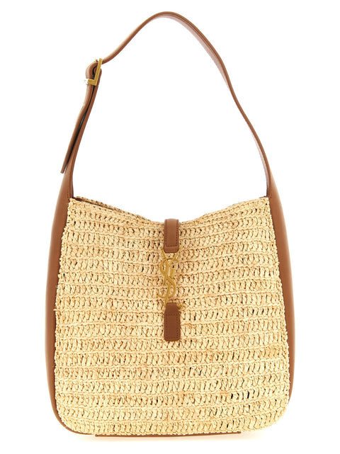 Sac bandoulière Saint Laurent en raphia beige