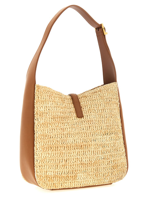 Sac bandoulière Saint Laurent en raphia beige