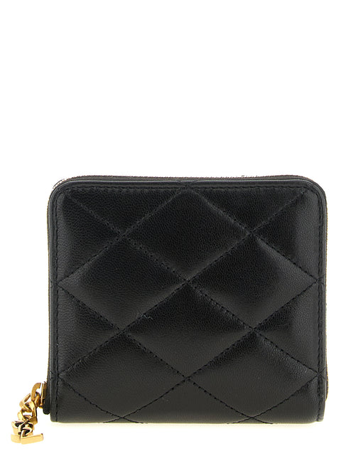 Étui à cartes Saint Laurent en cuir d'agneau noir