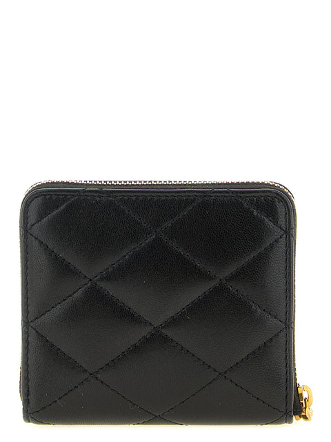 Étui à cartes Saint Laurent en cuir d'agneau noir