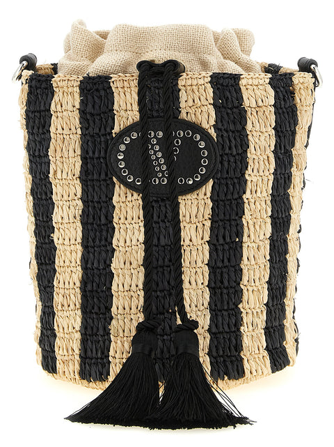 Sac porté épaule Valentino Garavani en paille noire