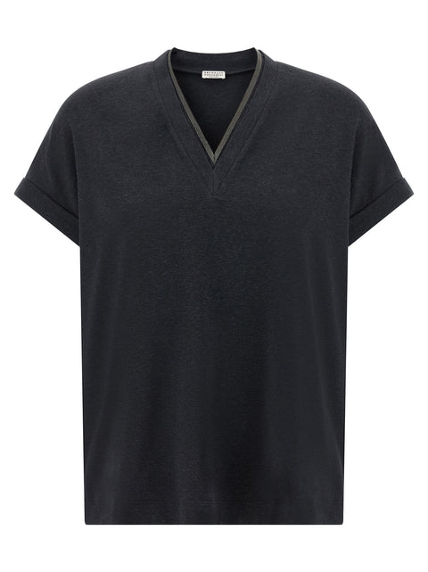 T-shirt en coton gris Brunello Cucinelli