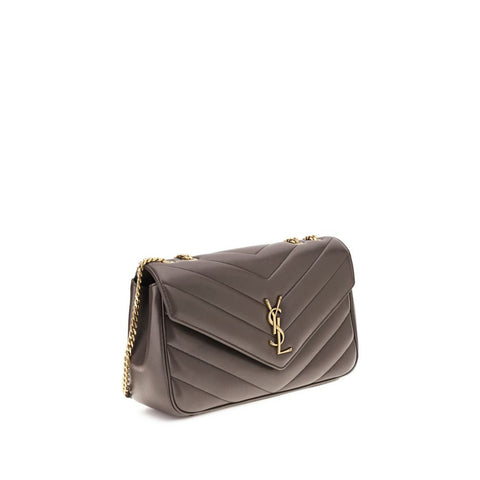 Saint Laurent LouLou Schultertasche — Graues gestepptes Lammleder | AW26