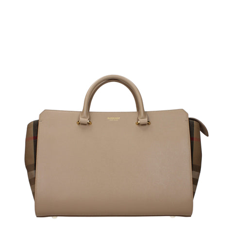 Sac à main en cuir beige Burberry