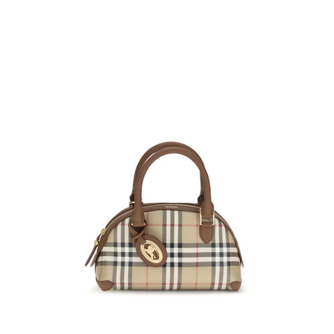 Burberry Beige Canvas Handbag — Toile et cuir | Motif Check