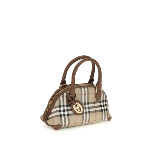Burberry Beige Canvas Handbag — Toile et cuir | Motif Check