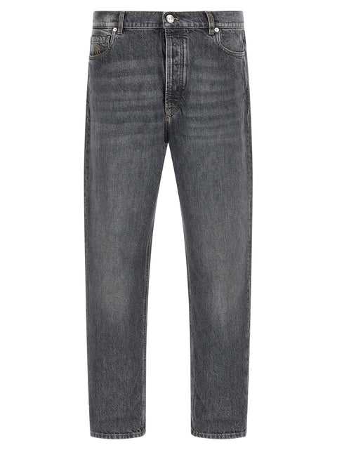 Brunello Cucinelli Gray Cotton Straight-Leg Jeans