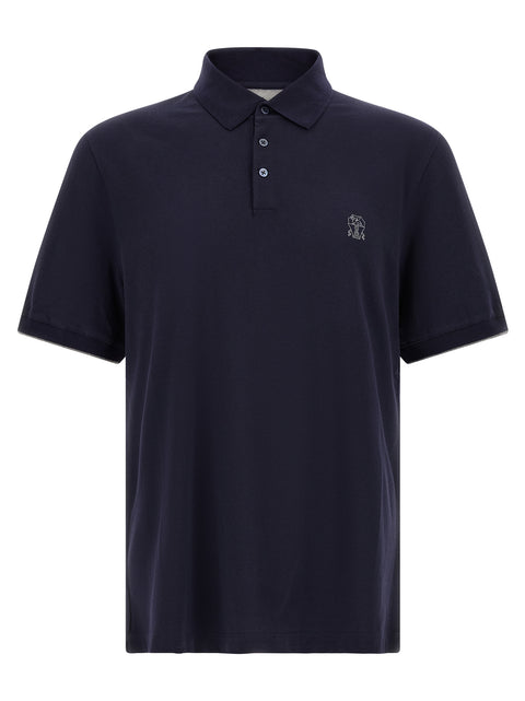 Brunello Cucinelli Blue Cotton Polo Shirt