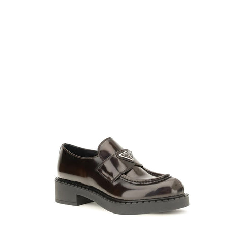 Mocassins à enfiler Prada en cuir de veau marron Bos Taurus