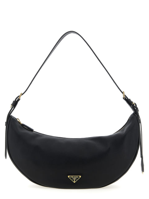 Prada Black Calfskin Shoulder Bag — cuir de veau | Demi-lune