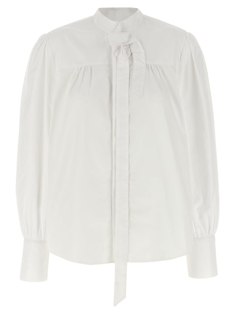 Prada White Cotton Blouse — Coton | Col coréen à nœud