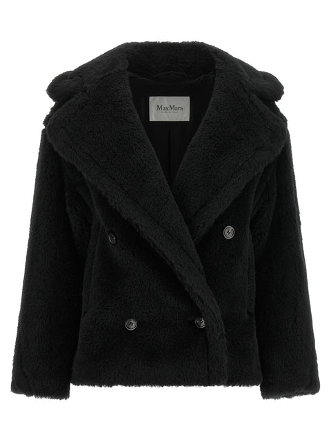 Max Mara Black Alpaca Leather Coat