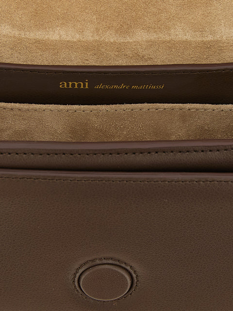Ami Paris Brown Cowhide Shoulder Bag