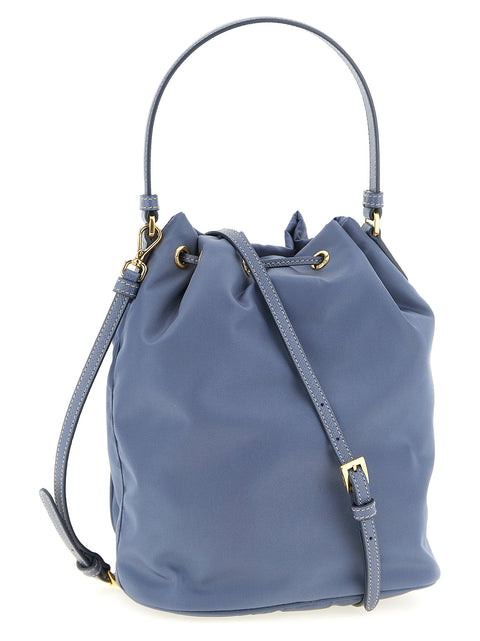 Prada Duet — Re-Nylon recyclé et cuir Saffiano | Sac seau bleu