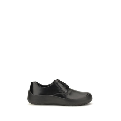 Prada Black Calf Leather Bos Taurus Low Top Sneakers