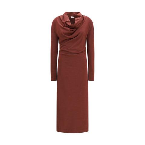 Brunello Cucinelli Bordeaux Wool Oves Aries Casual Dress
