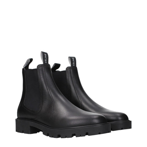 Celine Black Leather Ankle Boots