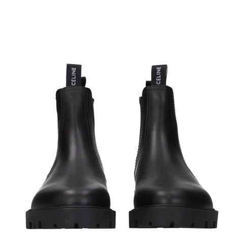 Celine Black Leather Ankle Boots