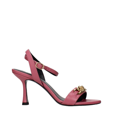 Versace Pink Leather Stiletto Heel Sandals