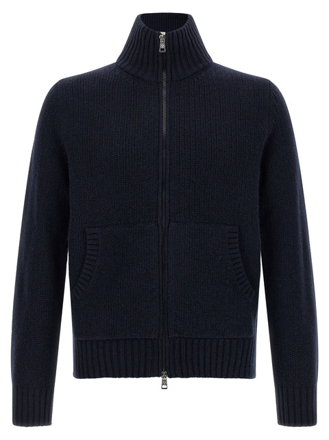 Moncler Blue Virgin Wool Cardigan