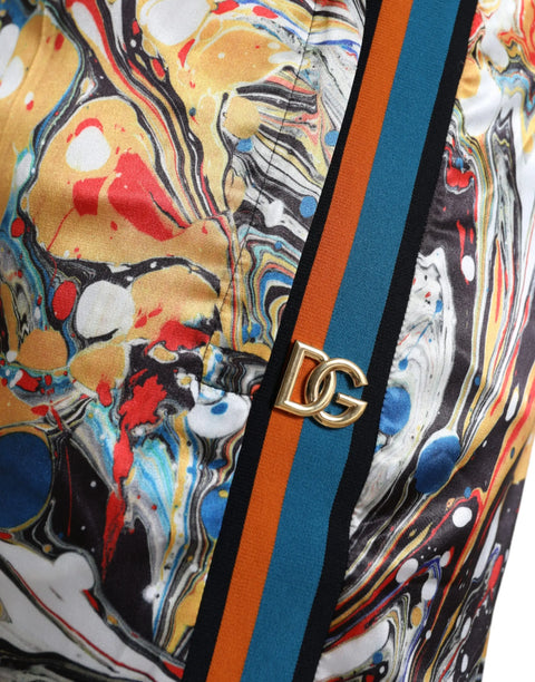 Dolce & Gabbana Multicolor Marble Print Satin Pants Dolce & Gabbana