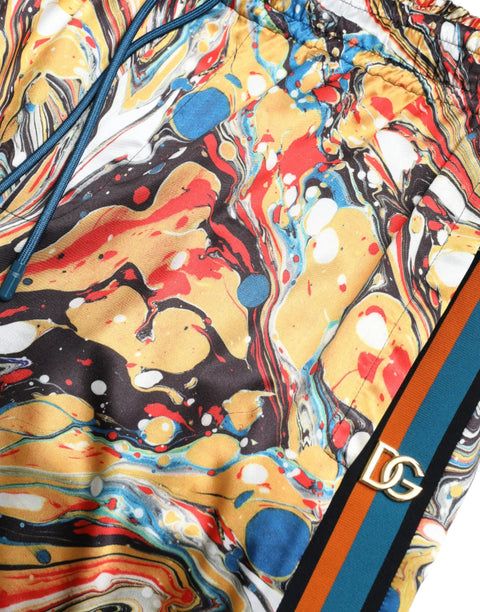 Dolce & Gabbana Multicolor Marble Print Satin Pants Dolce & Gabbana