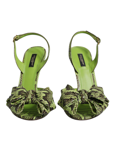 Chaussures à talons sandales Dolce & Gabbana en cuir de python vert