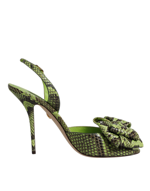 Chaussures à talons sandales Dolce & Gabbana en cuir de python vert