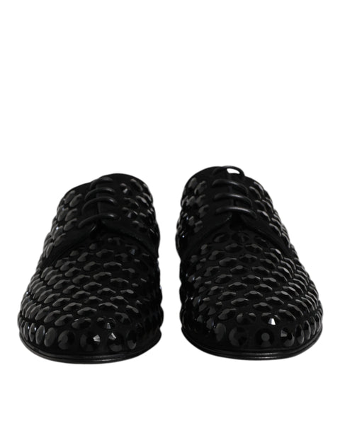 Chaussures Richelieu Dolce & Gabbana en Daim Noir Ornées de Strass