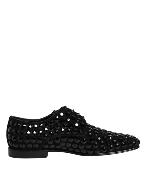 Chaussures Richelieu Dolce & Gabbana en Daim Noir Ornées de Strass