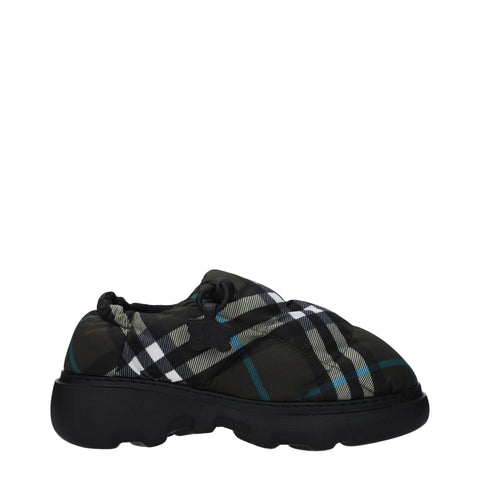Burberry Green Fabric Slip-On Loafers Burberry
