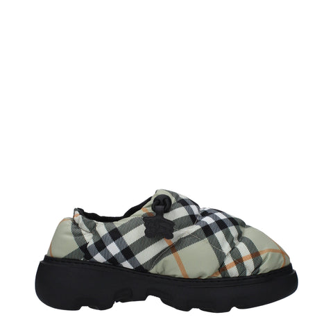 Burberry Green Fabric Slip-On Loafers Burberry