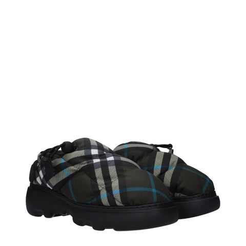 Burberry Green Fabric Slip-On Loafers Burberry