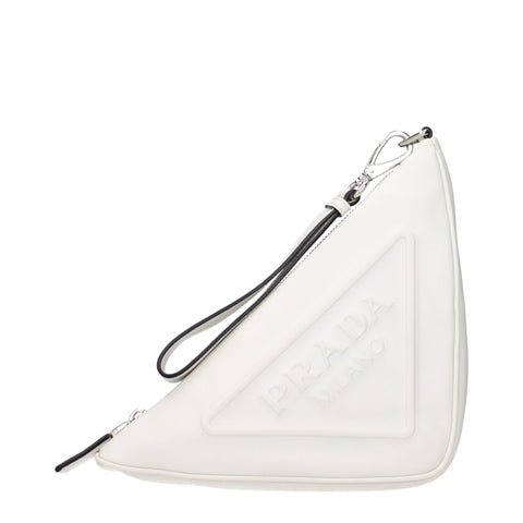 Prada White Leather Clutch Bag